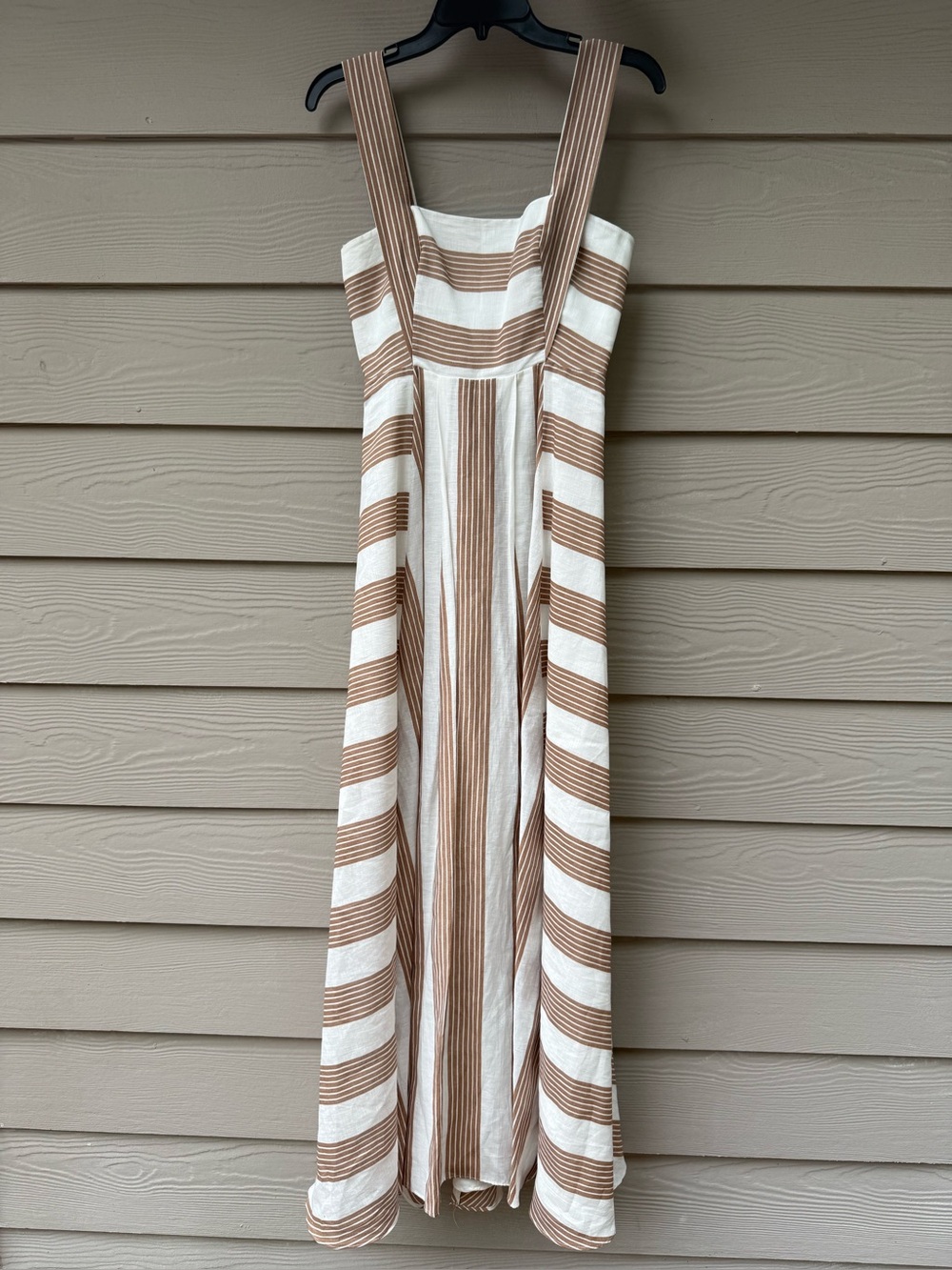 ANTONIO MELANI Cream and Tan Striped Maxi Sundress - Picture 4 of 14